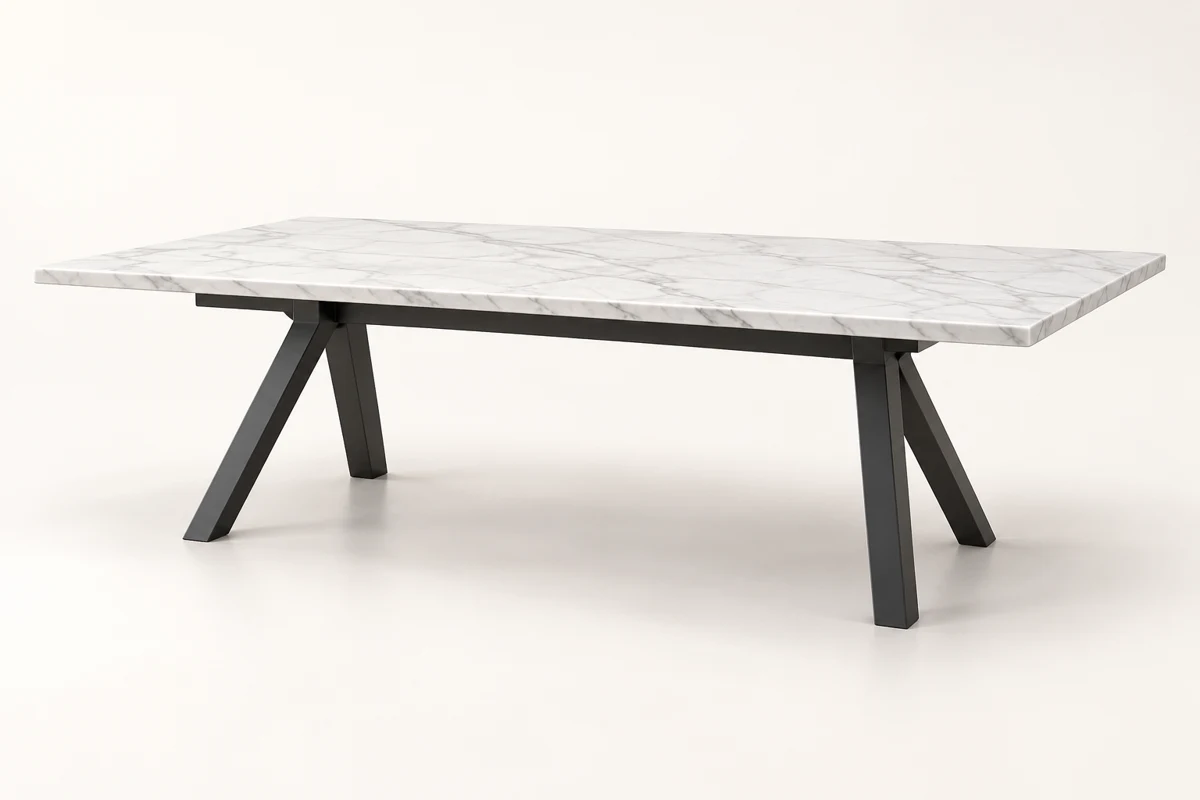 Concept fixed table with sintered stone top and steel base